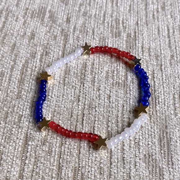 Custom Red | White | Blue | Beaded Bracelet - Picture 1 of 5